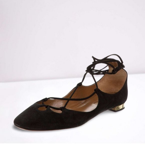 Aquazzura Shoes - Shop Resold™ | Pre-owned Aquazzura Suede Dancer Ballet Flats in Black